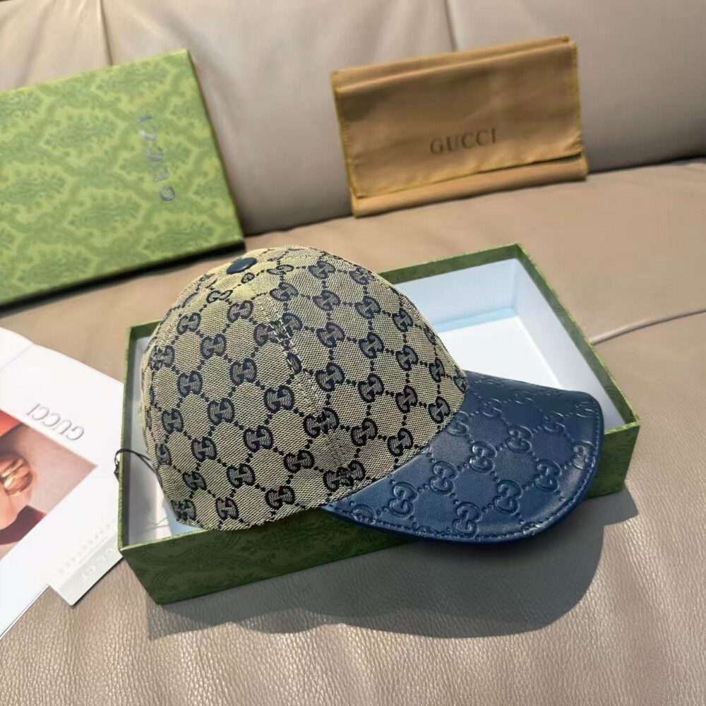 Gucci GG Jacquard Embossed Leather Baseball Cap - Picture 4 of 5